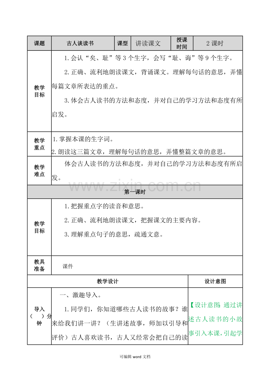 部编版五年级语文第八单元-25-古人谈读书.doc_第1页