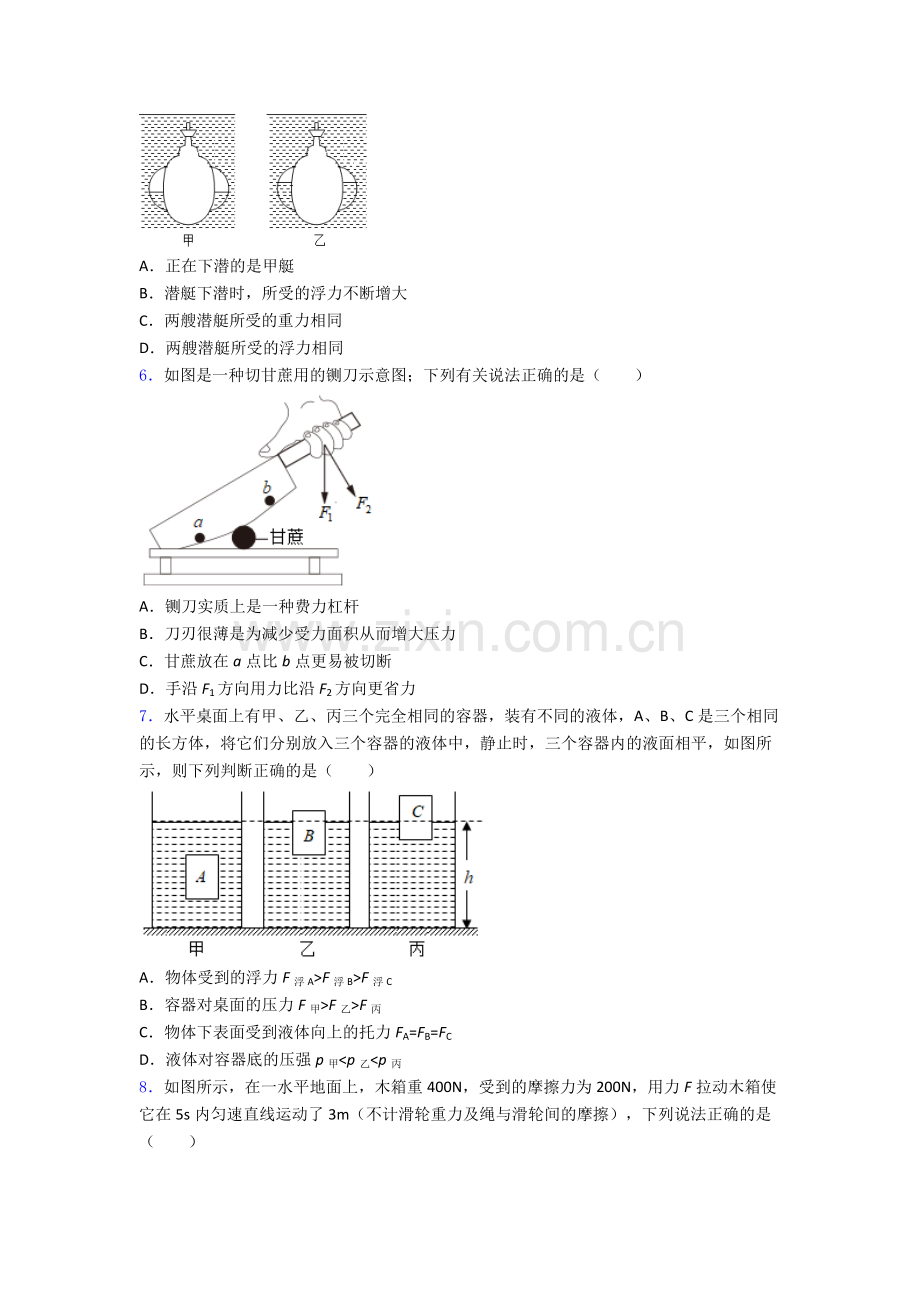 人教版八年级物理下册期末试卷检测(提高-Word版含解析).doc_第2页