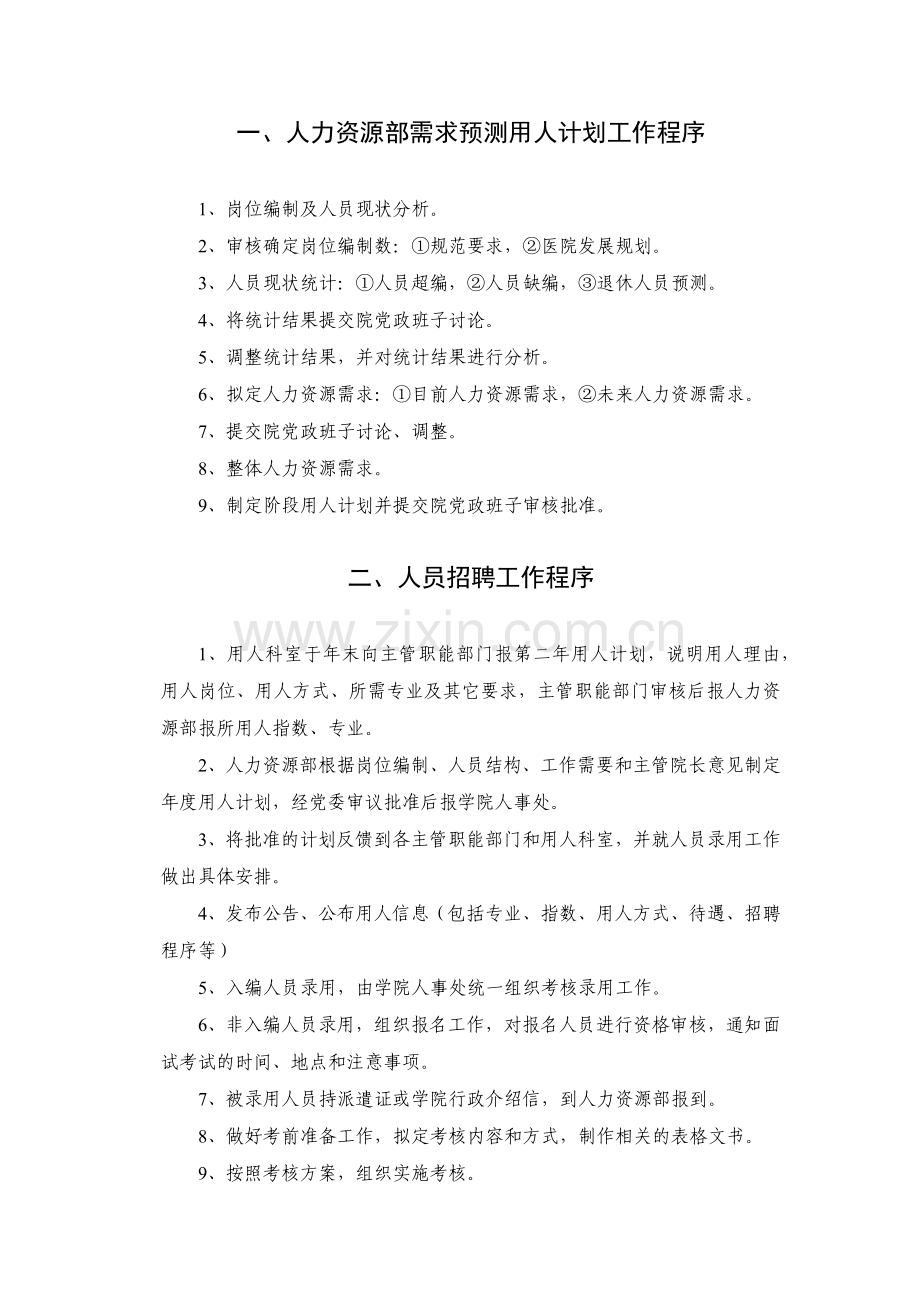 医院人事管理各种工作程序.docx_第1页