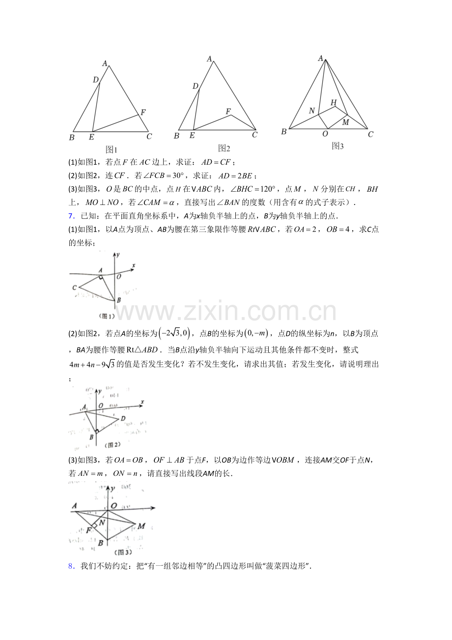 初二上学期压轴题模拟数学检测试卷含答案[001].doc_第3页