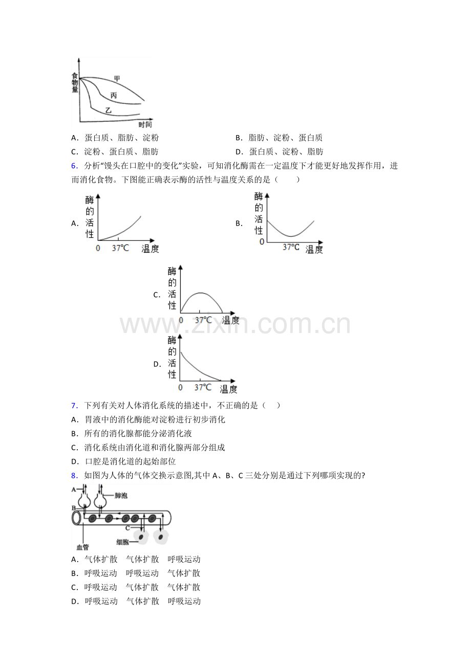 人教版七年级下册生物期末综合复习卷及解析大全.doc_第2页