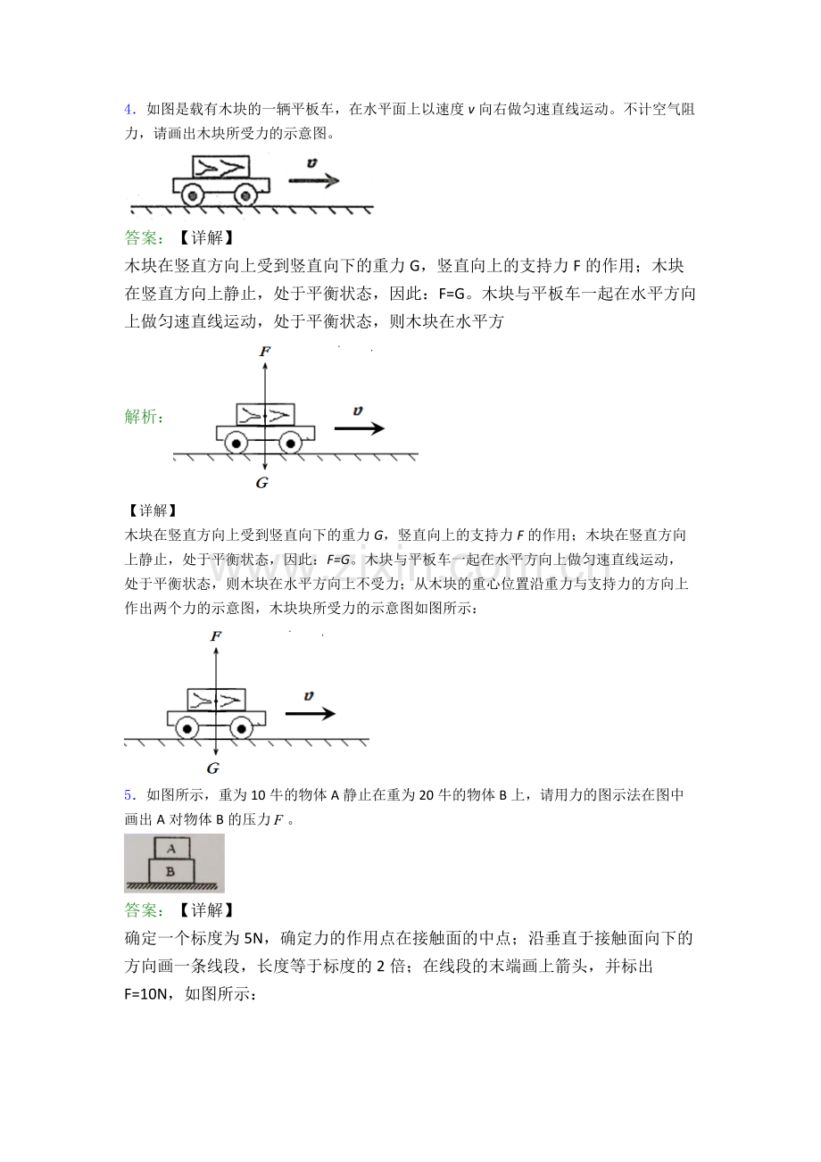 人教版八年级物理下册作图题试卷模拟训练(Word版含解析).doc_第3页