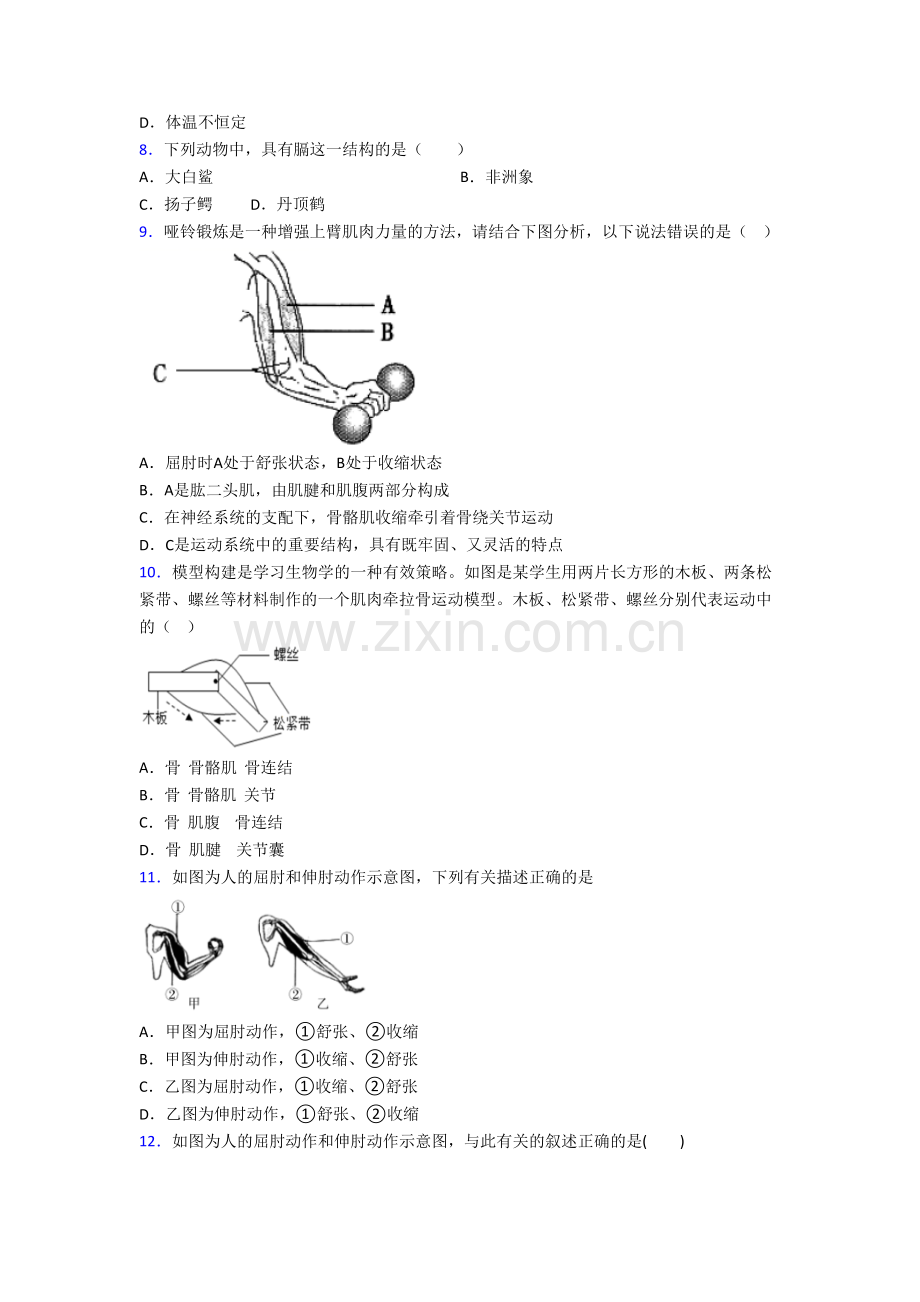 初二生物上册期末试题.doc_第2页