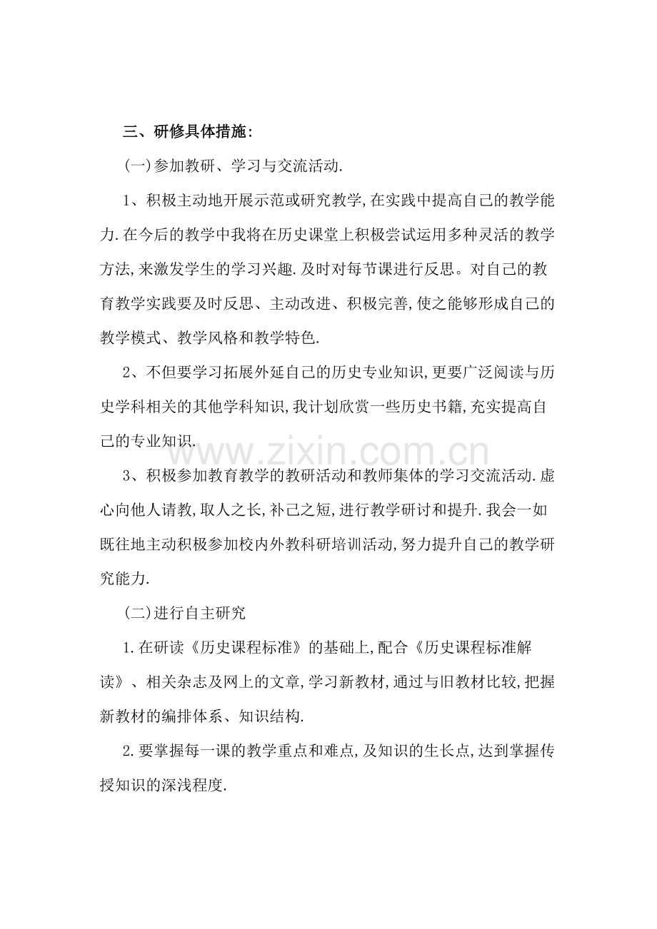 初中历史研修计划.docx_第2页