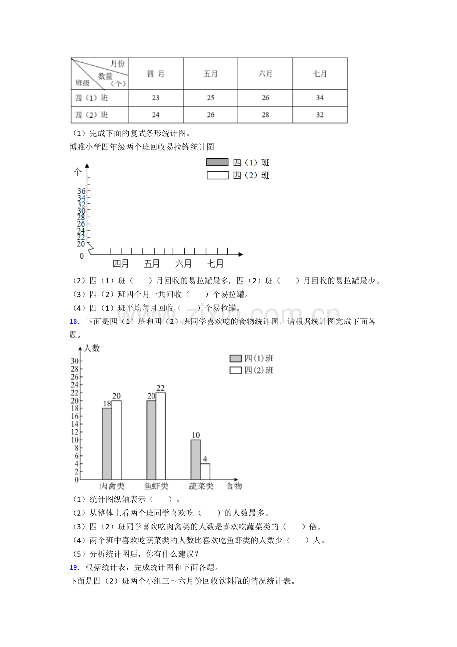 人教版小学四4年级下册数学期末解答学业水平试卷(含答案)word.doc_第3页