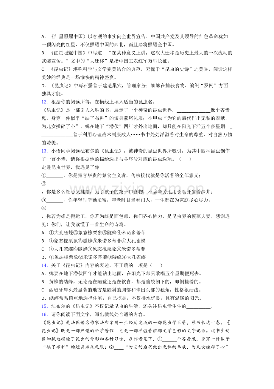 初二语文昆虫记名著阅读综合练习及答案解析.doc_第3页