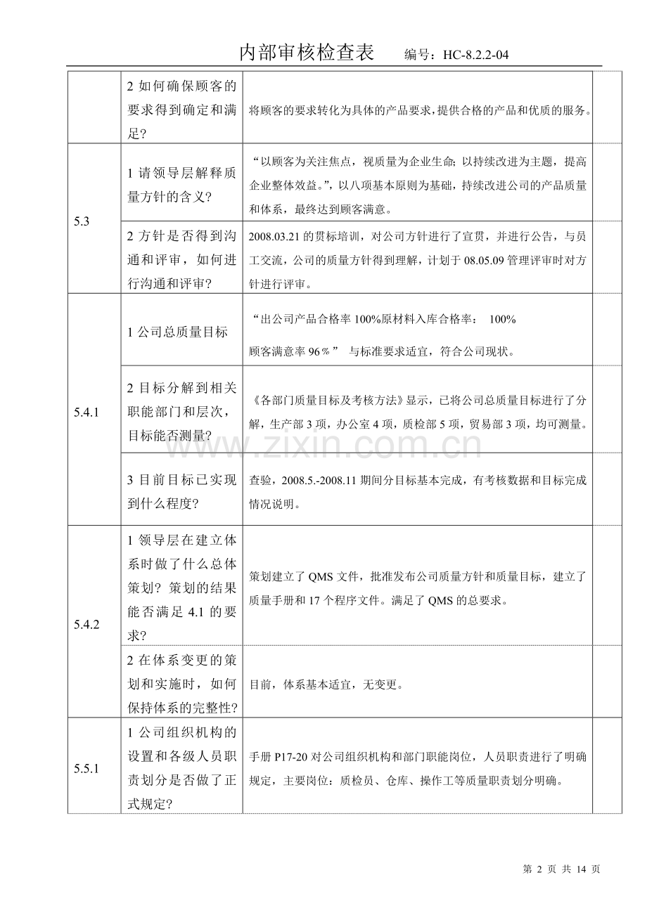 内部审核检查表填写.doc_第2页