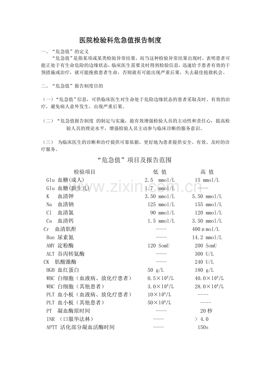 医院检验科危急值报告制度.doc_第1页