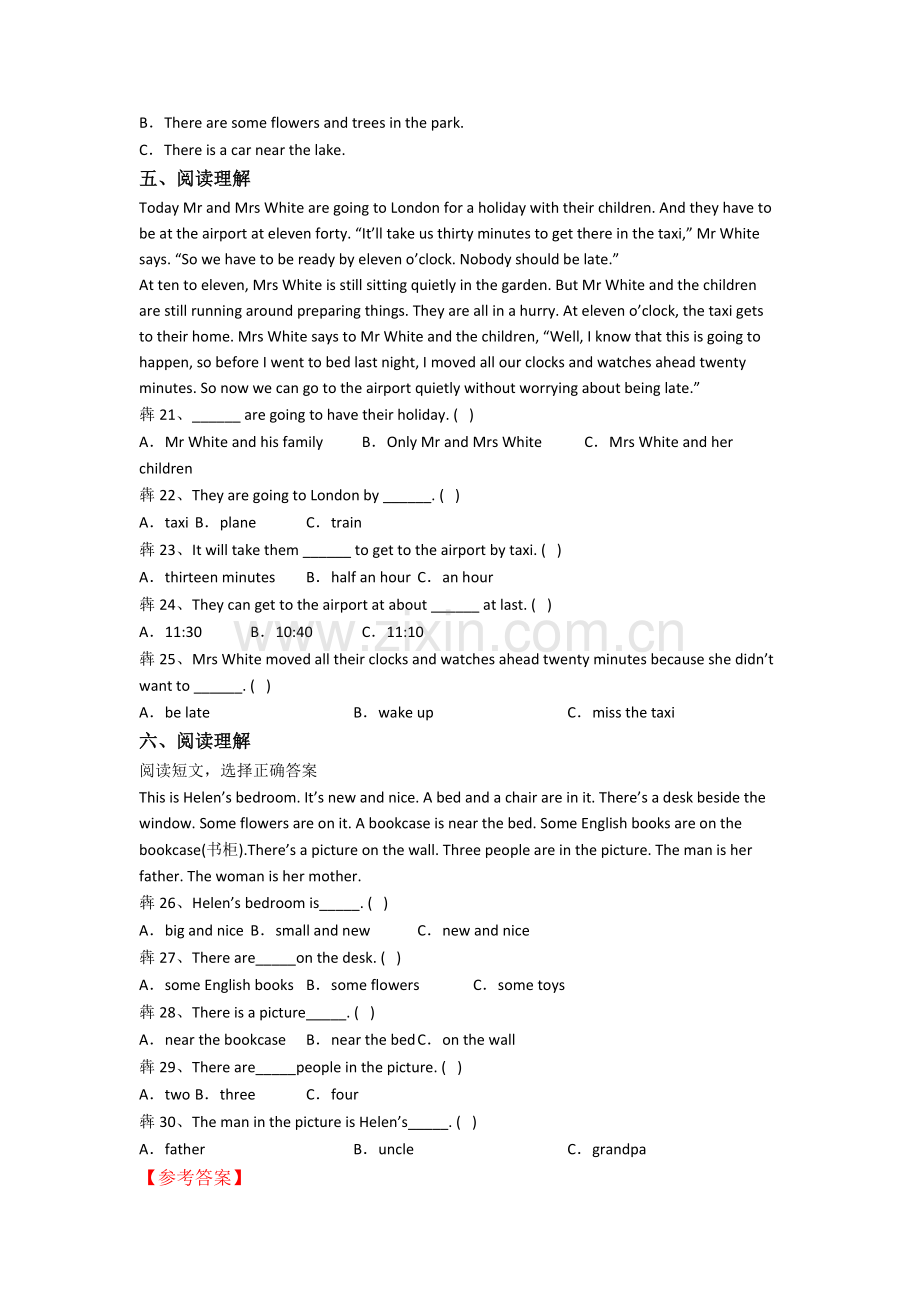 小学五年级上册阅读理解专项英语模拟培优试题测试卷(附答案解析).doc_第3页