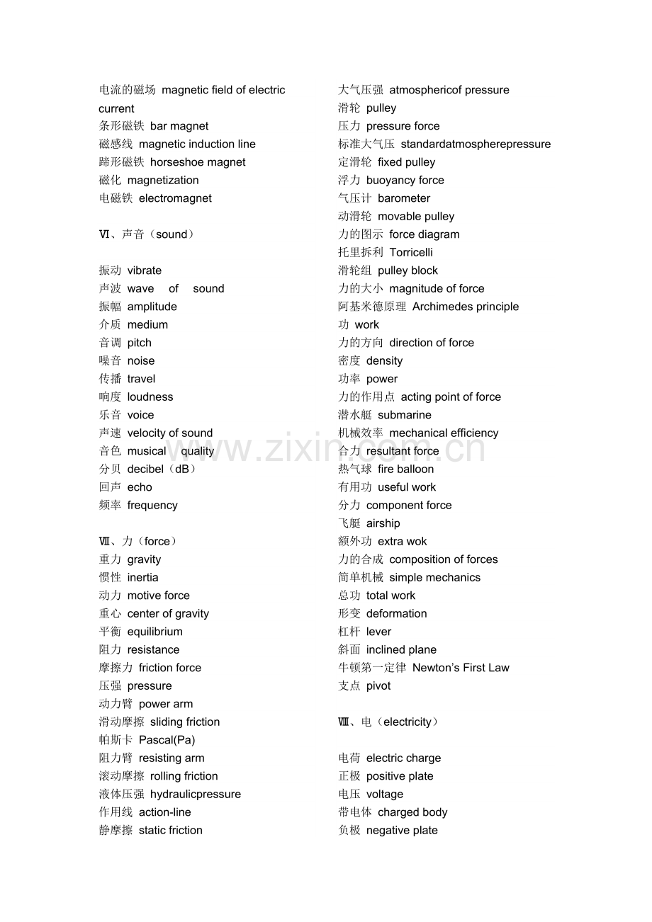 初中物理部分中英文词汇对照表.doc_第3页