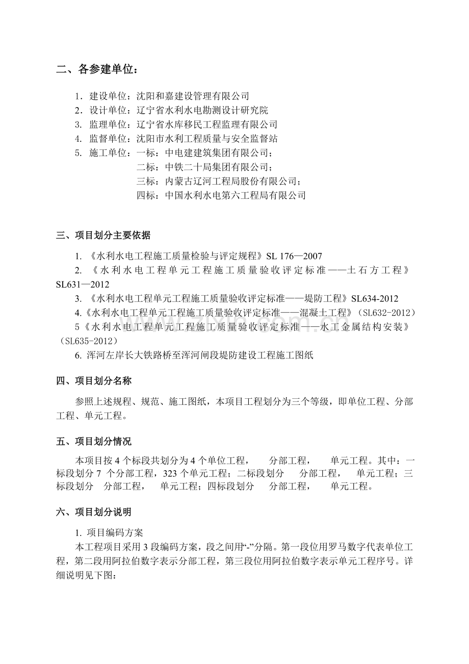 工程项目划分报审表(浑河堤防).doc_第3页