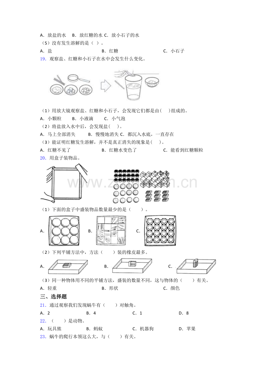 教科版科学一年级下册期末试卷测试卷(解析版).doc_第3页