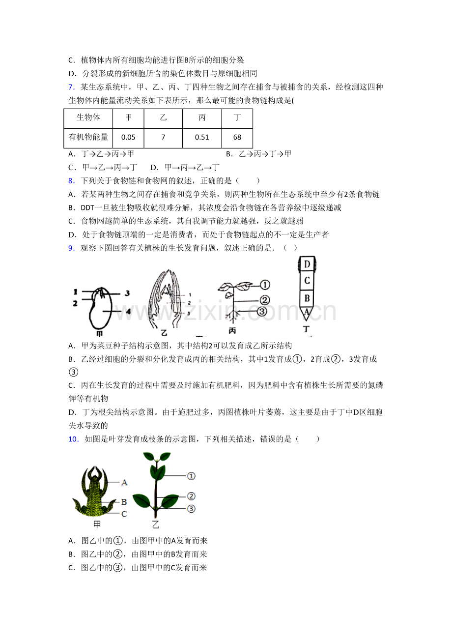 重庆第八中学生物七年级上册期末试卷.doc_第2页