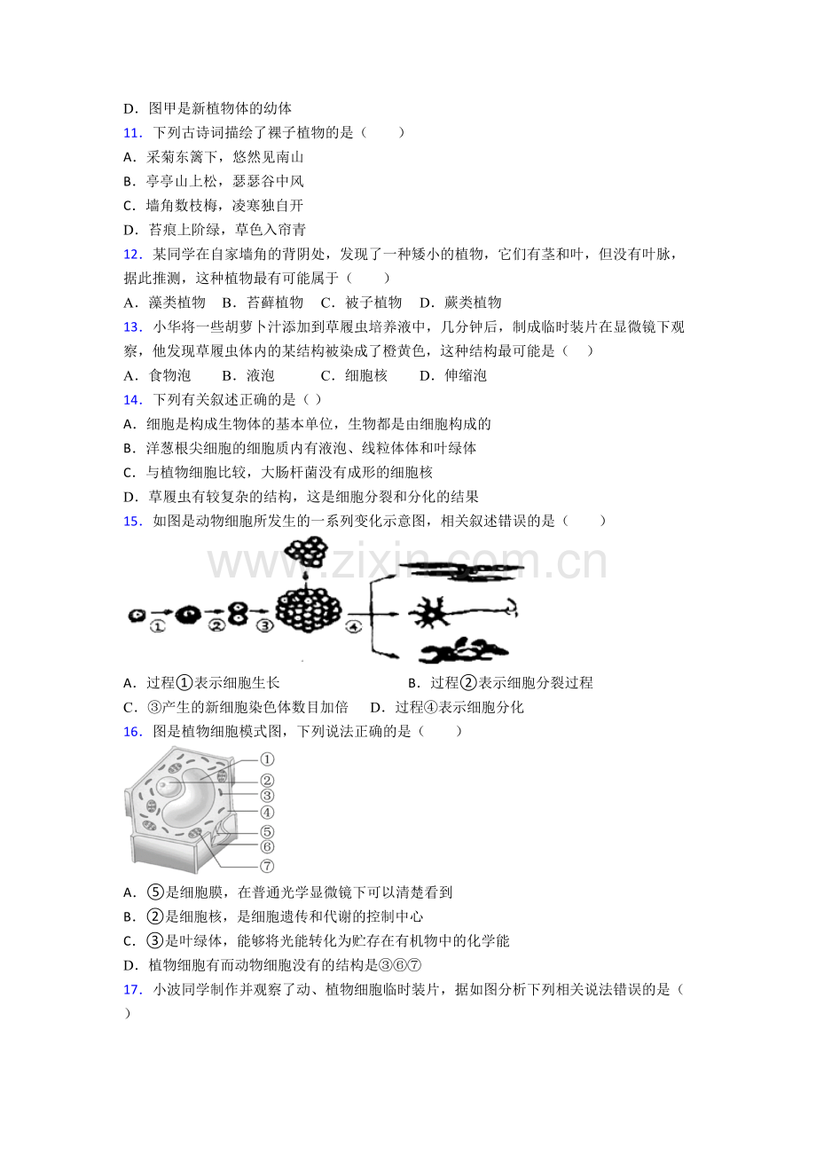 重庆第八中学生物七年级上册期末试卷.doc_第3页