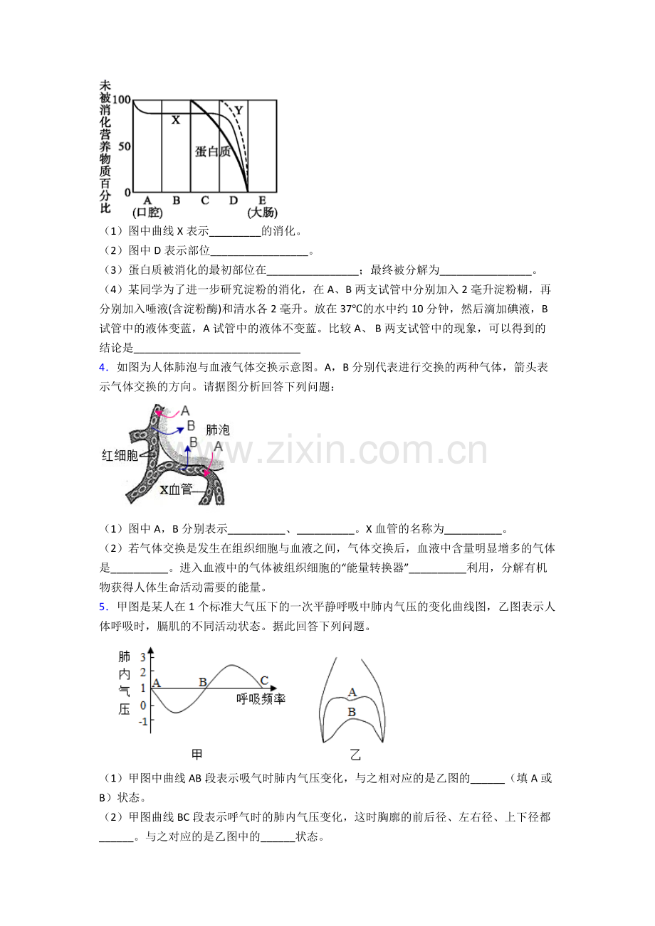 2023年人教版中学初一下册生物期末解答实验探究大题测试试卷附答案优秀.doc_第2页