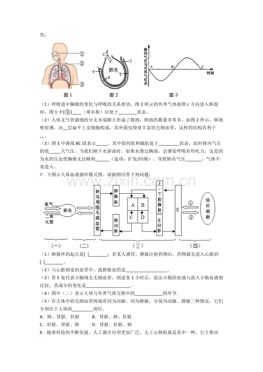 人教七年级下册生物期末解答实验探究大题质量监测含解析完整.doc_第3页