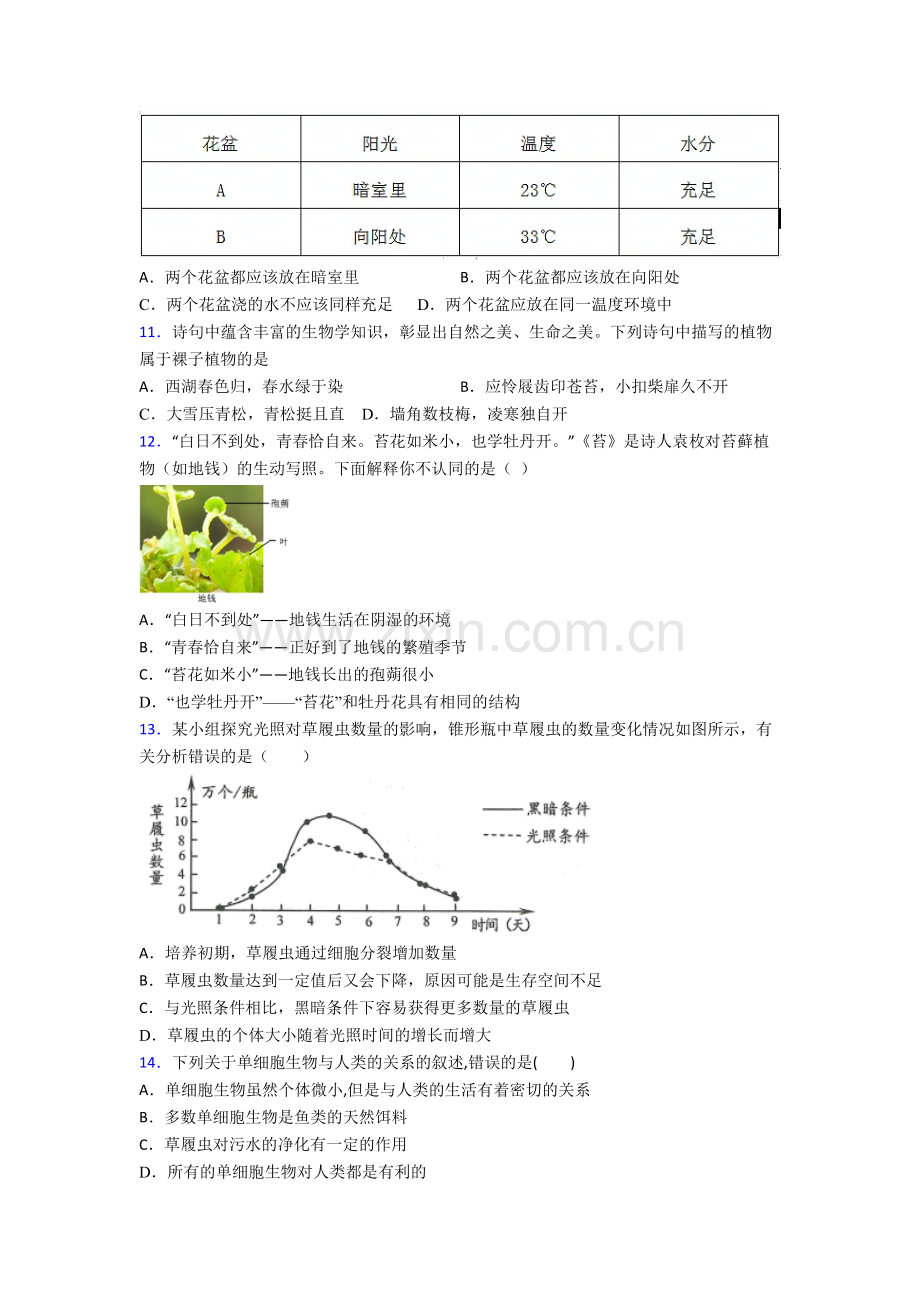 上海市北初级中学生物七年级上册期末试卷-(2).doc_第3页