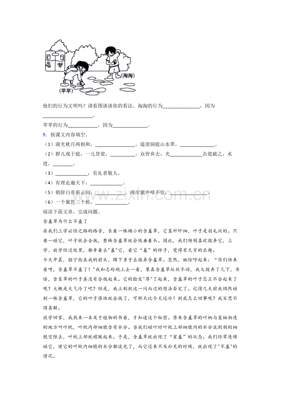 小学三年级上册期末语文模拟综合试卷测试题(附答案解析).doc_第2页