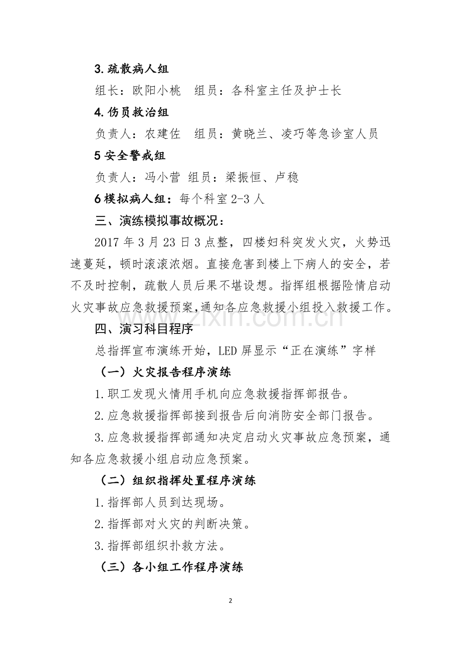 医院火灾事故应急消防演练方案.docx_第2页