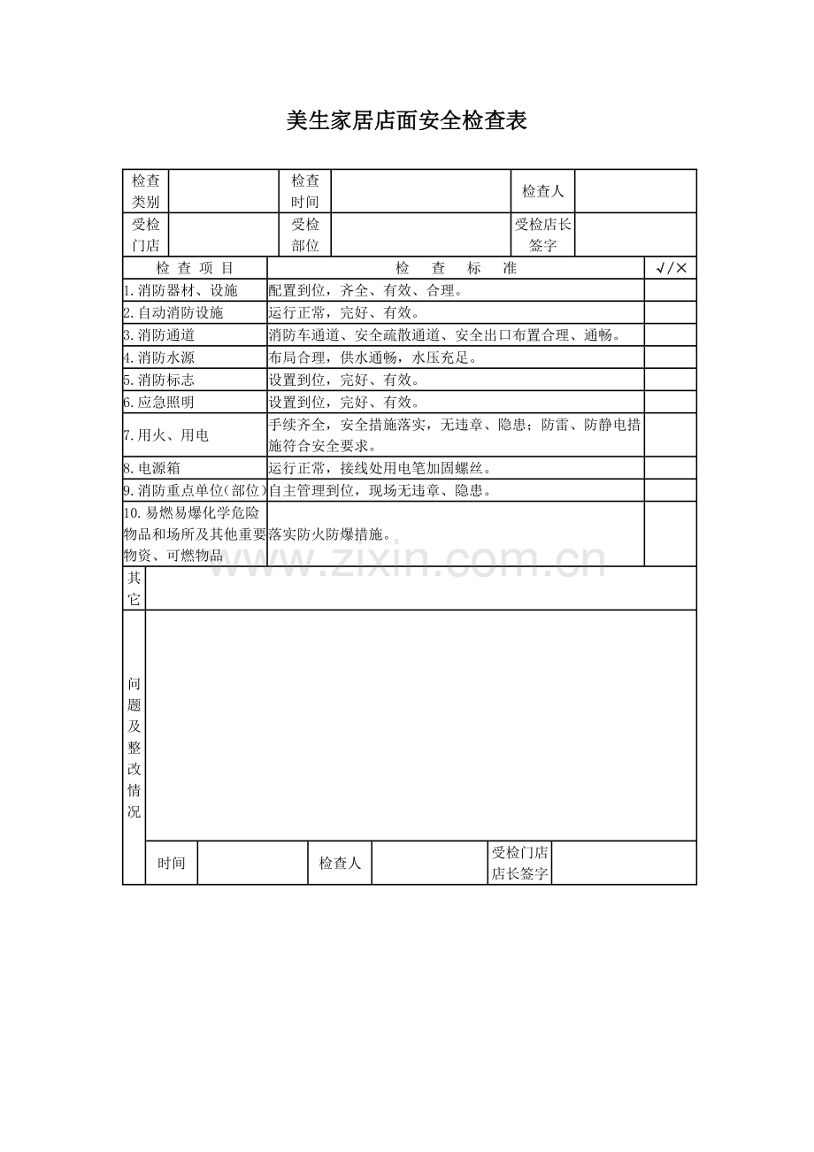 店面安全检查表.docx_第1页