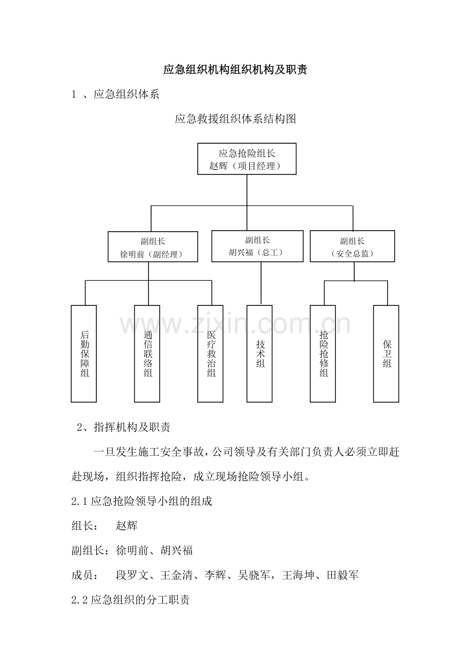 应急组织机构组织机构及职责.doc_第1页