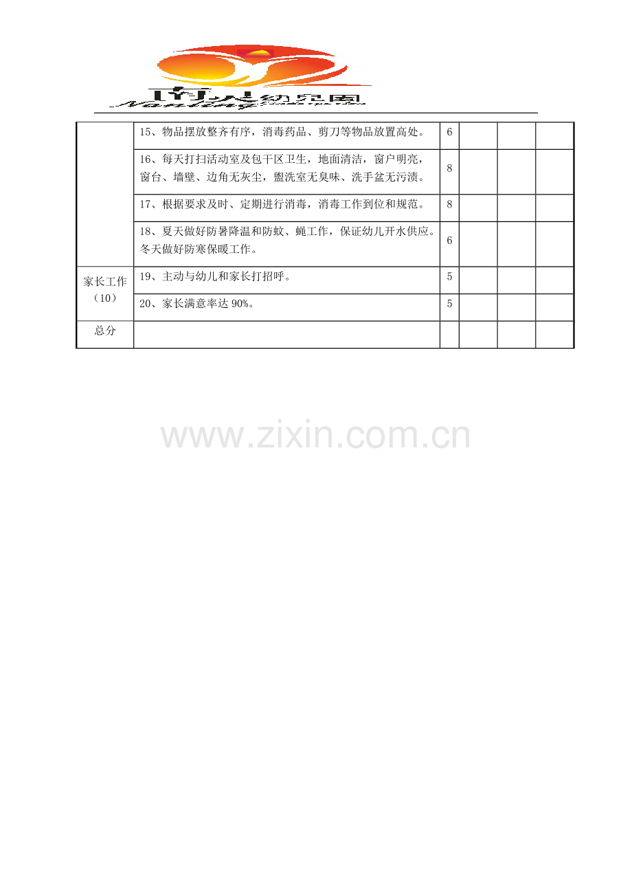 幼儿园保育员工作考核细则表.docx_第2页