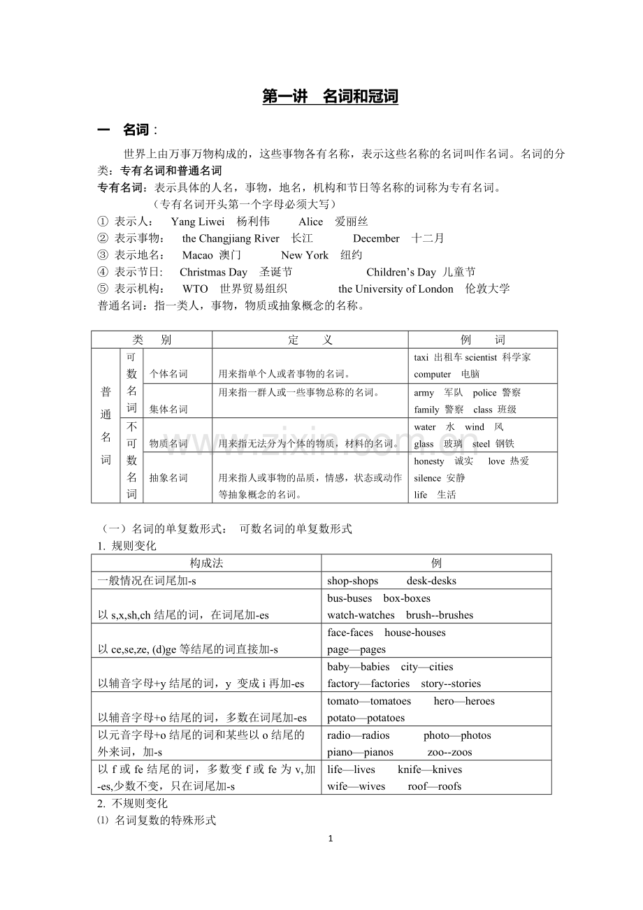 初中英语语法资料(含讲义与练习题).doc_第1页