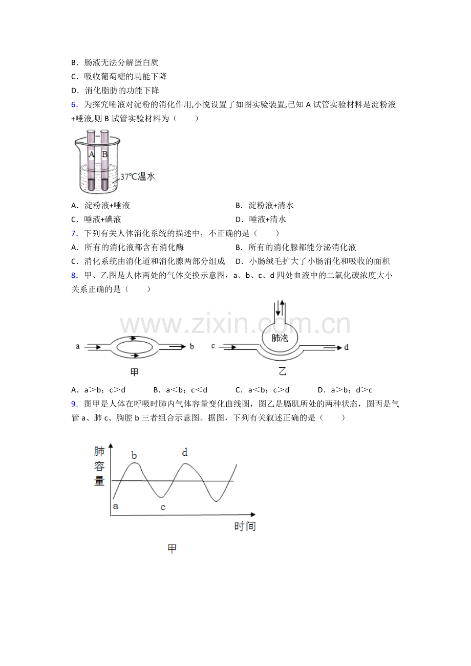 【生物】人教中学七年级下册生物期末综合复习含答案.doc_第2页