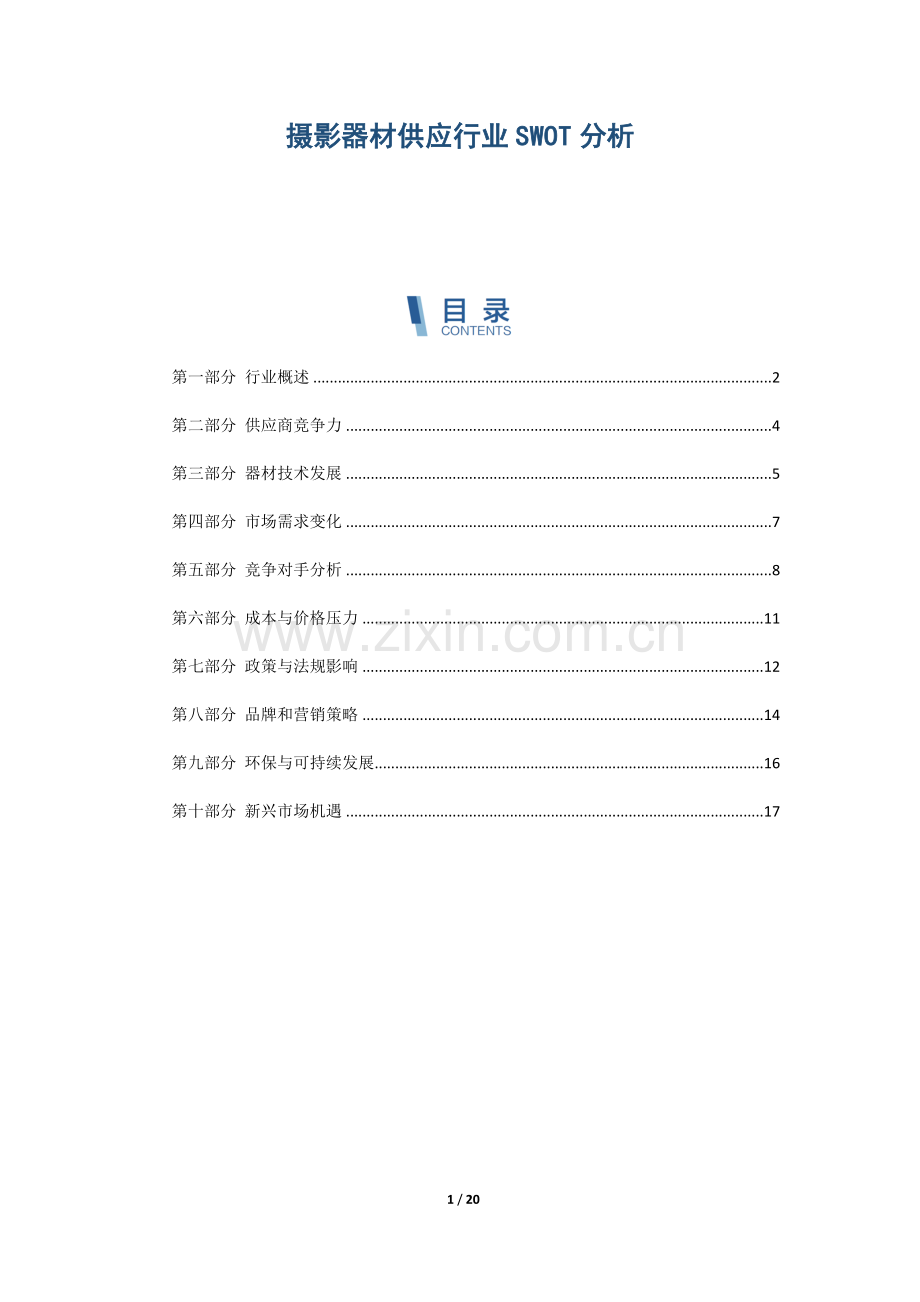 摄影器材供应行业SWOT分析.docx_第1页