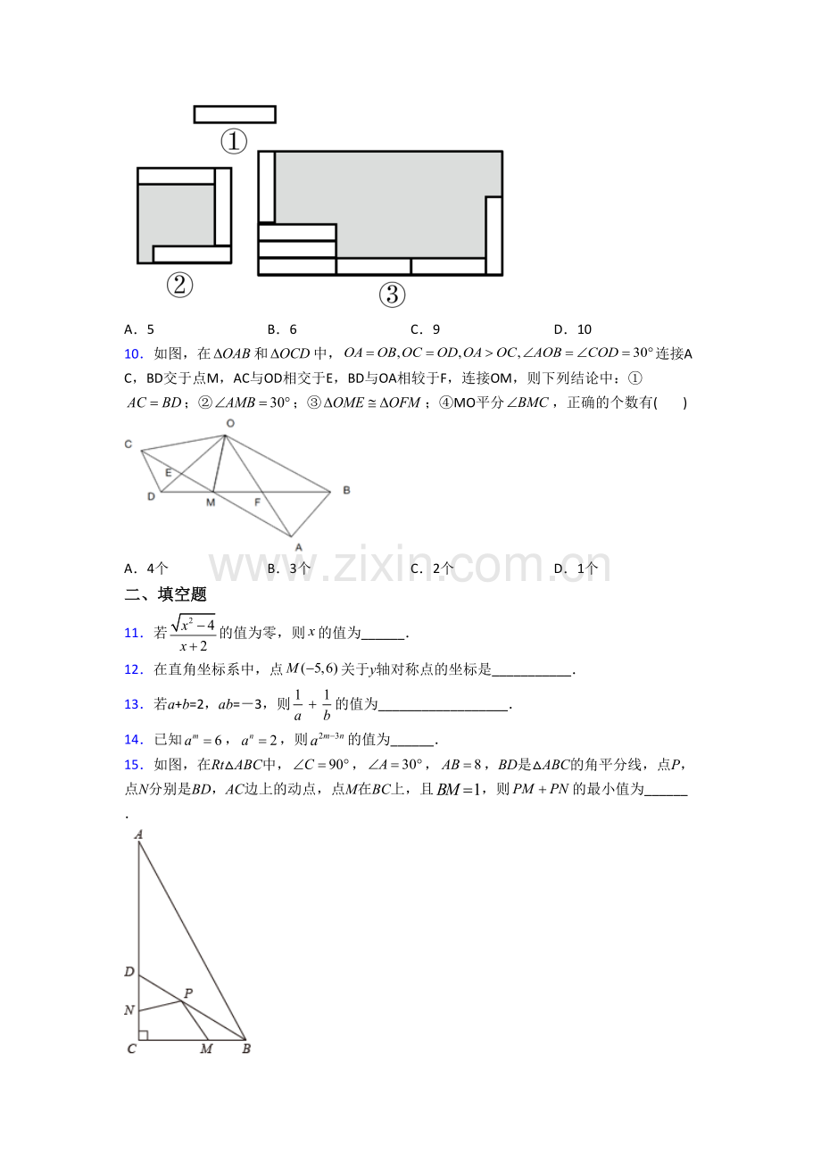 八年级上学期期末强化数学综合试卷解析(一).doc_第2页