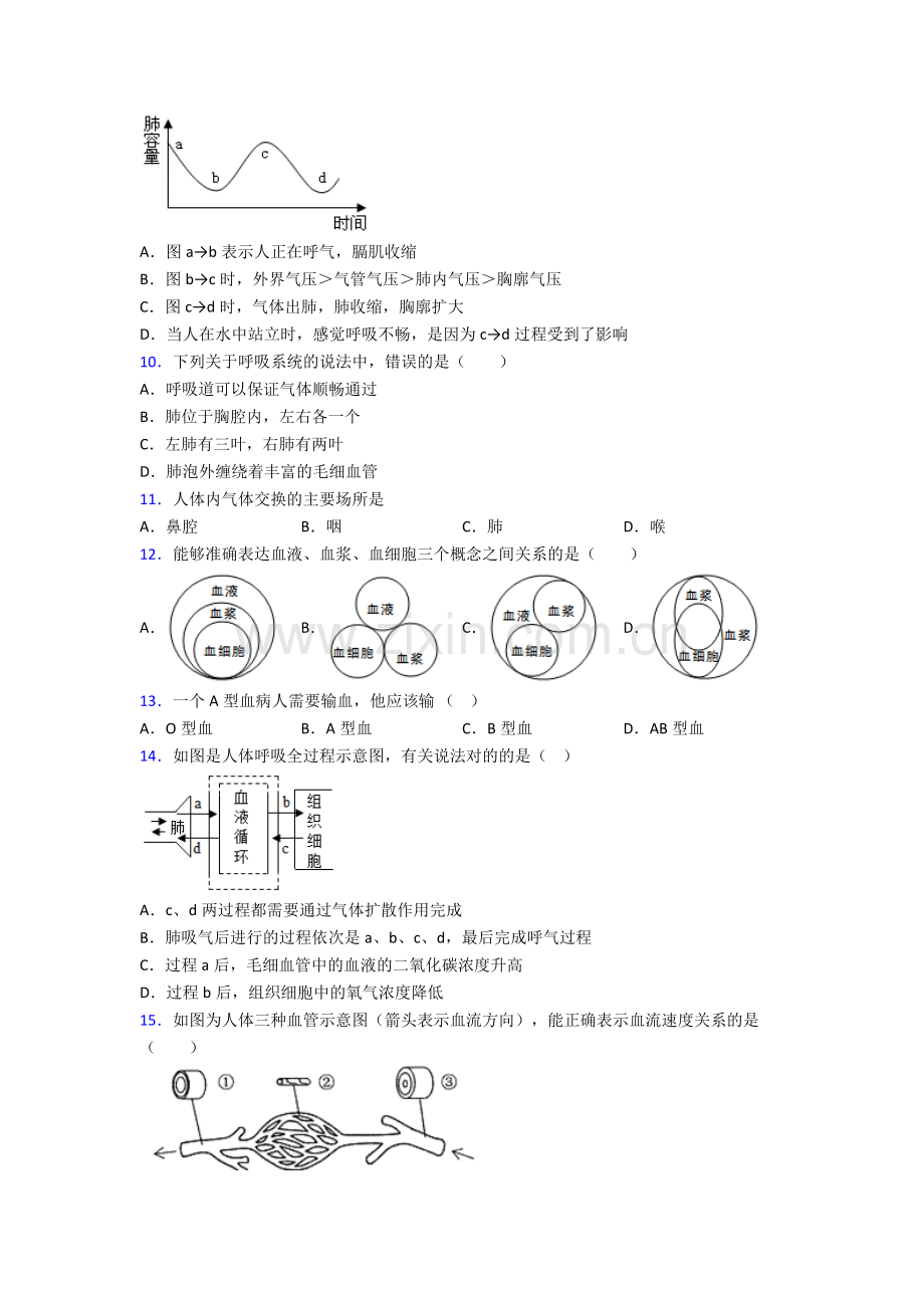 人教版中学七年级下册生物期中复习(及解析).doc_第3页