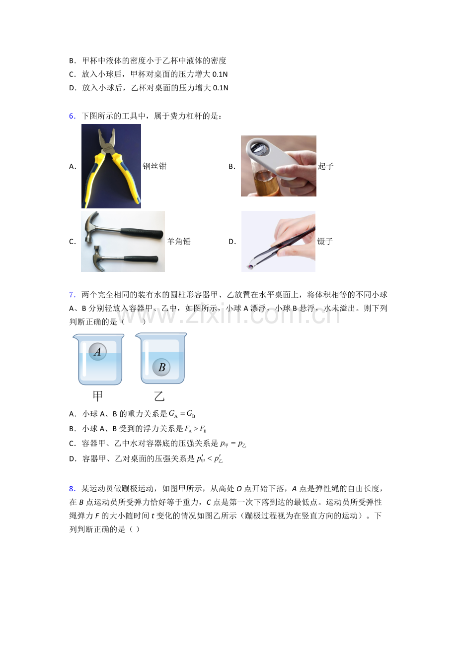 物理初中人教版八年级下册期末专题资料试卷精选解析.doc_第2页