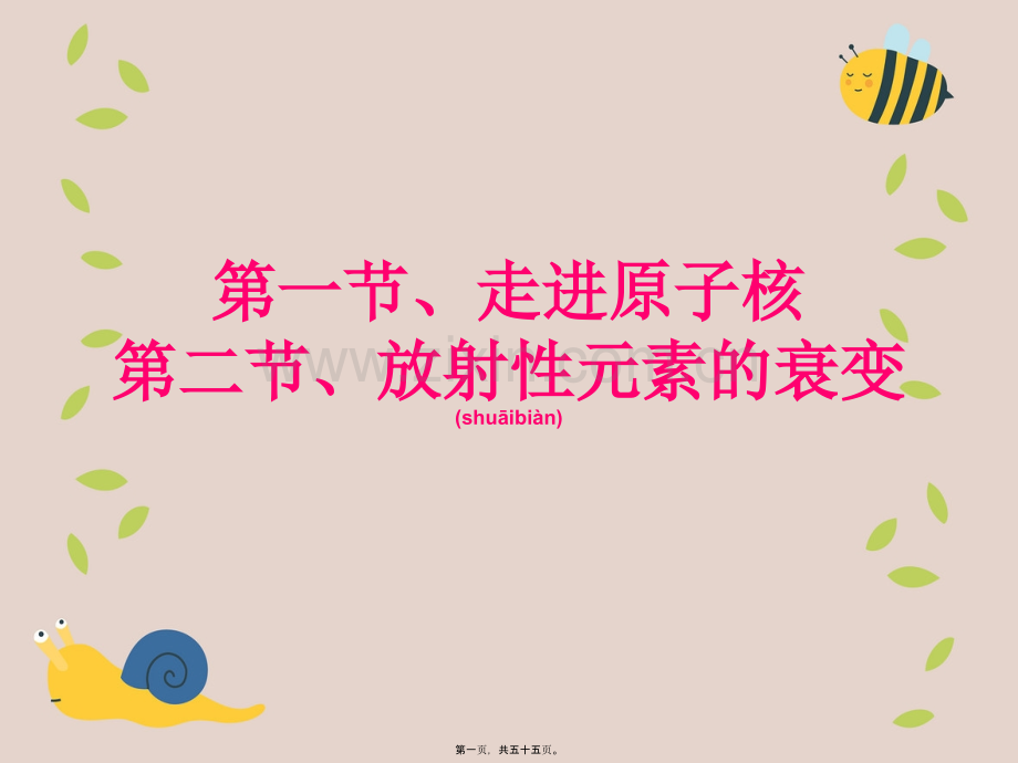 第一节走进原子第二节放射性元素的衰变.ppt_第1页