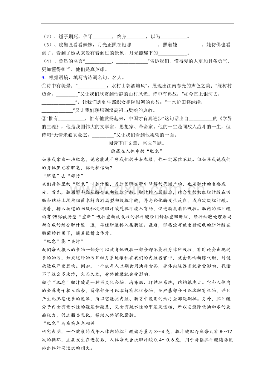 部编版语文小学六年级上册期末复习试卷测试卷(附答案解析).docx_第2页