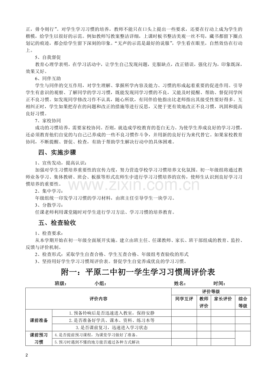 初中生学习习惯培养方案.doc_第2页