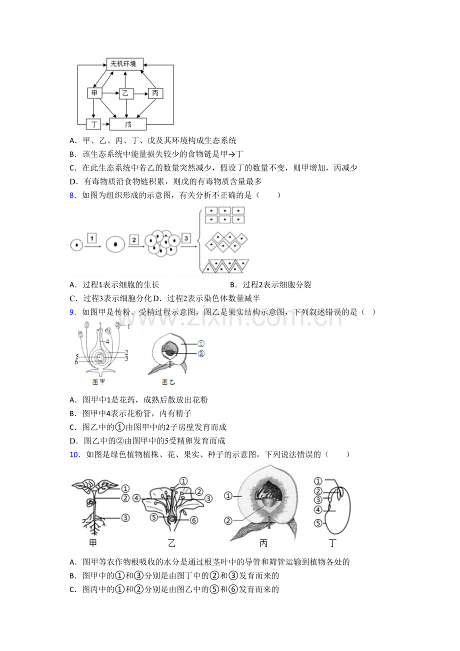 柳州市生物七年级上册期末试卷含答案.doc_第2页