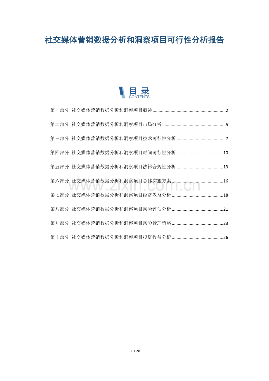 社交媒体营销数据分析和洞察项目可行性分析报告.docx_第1页