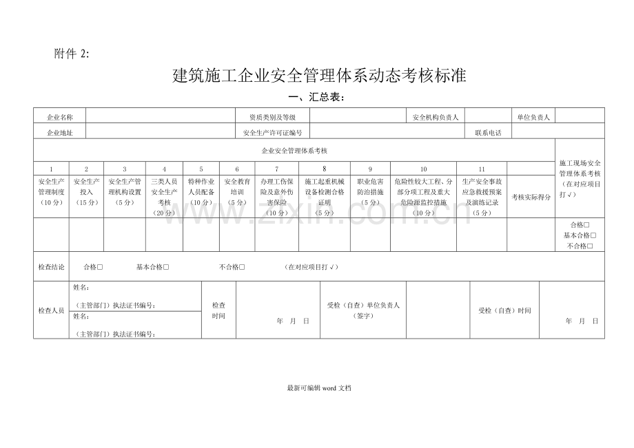 建筑施工企业安全管理体系动态考核标准.doc_第1页