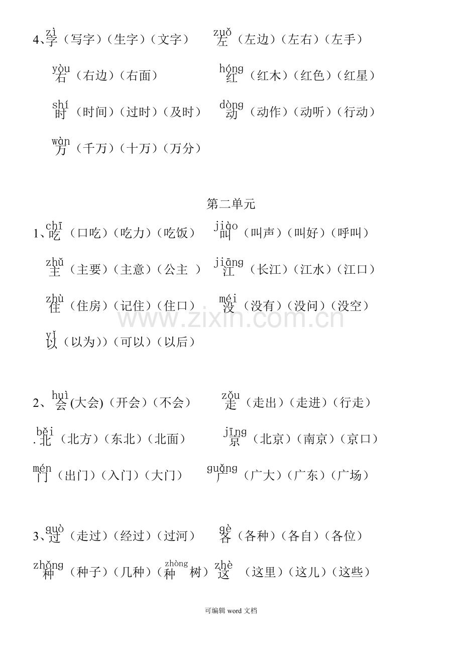 部编版一年级下册语文生字组词完整版本.doc_第2页