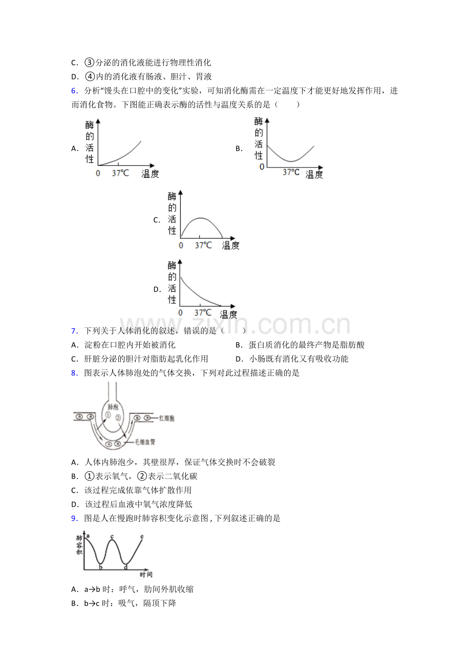 2023年人教版中学初一下册生物期中综合复习卷(含答案)优秀.doc_第2页