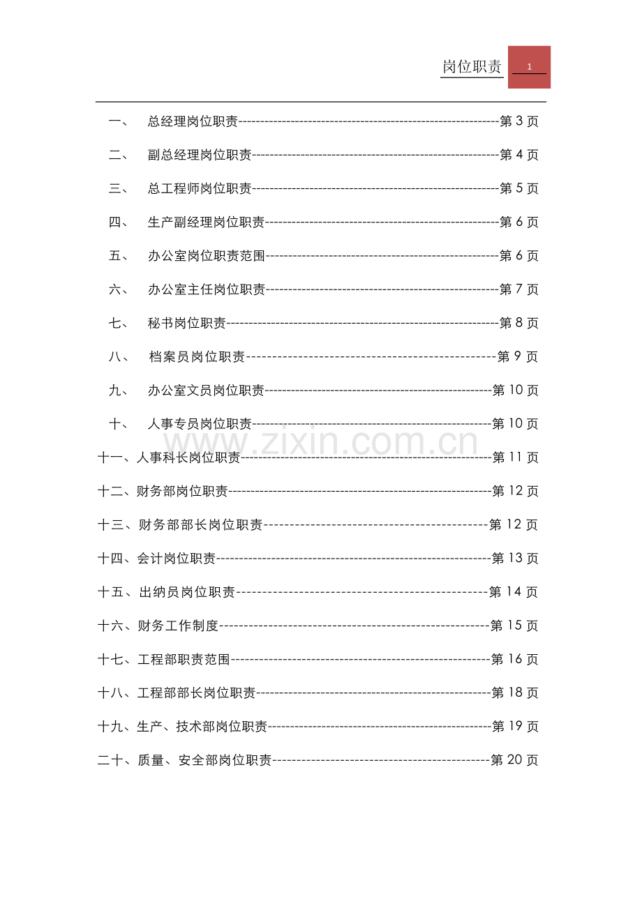 建筑公司岗位职责.docx_第1页