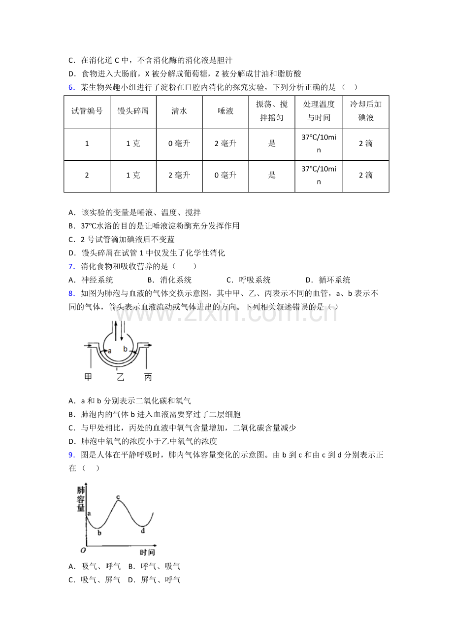 2022年人教版初一下册生物期中学业水平试卷附解析优秀.doc_第2页