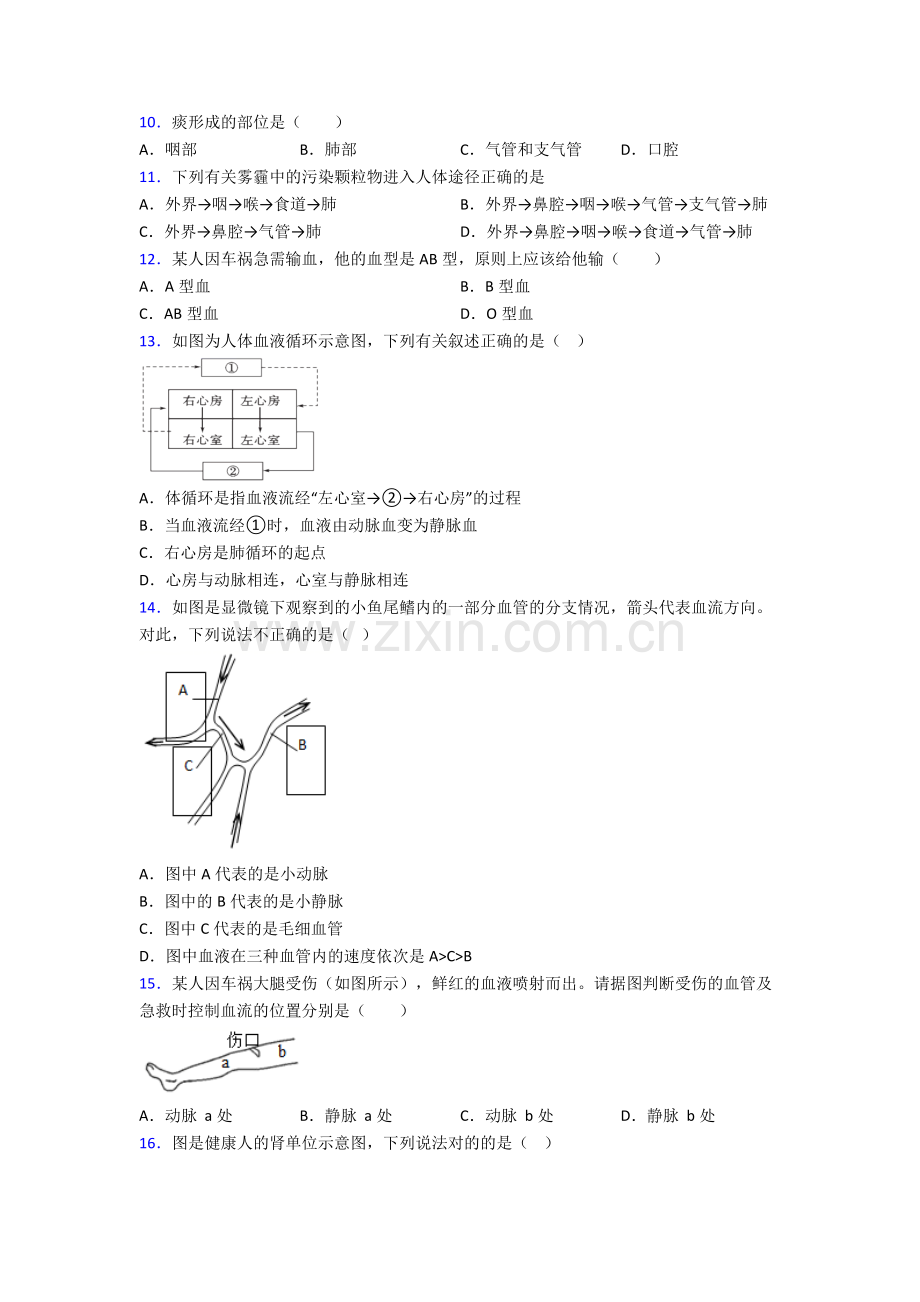 2022年人教版初一下册生物期中学业水平试卷附解析优秀.doc_第3页