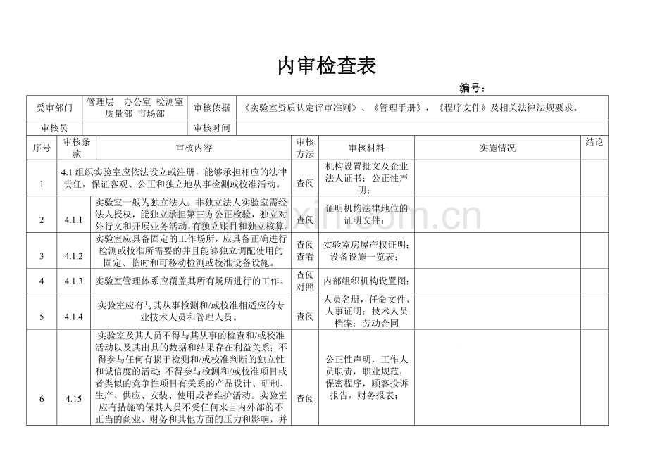 15内审检查表(设计)2.doc_第1页