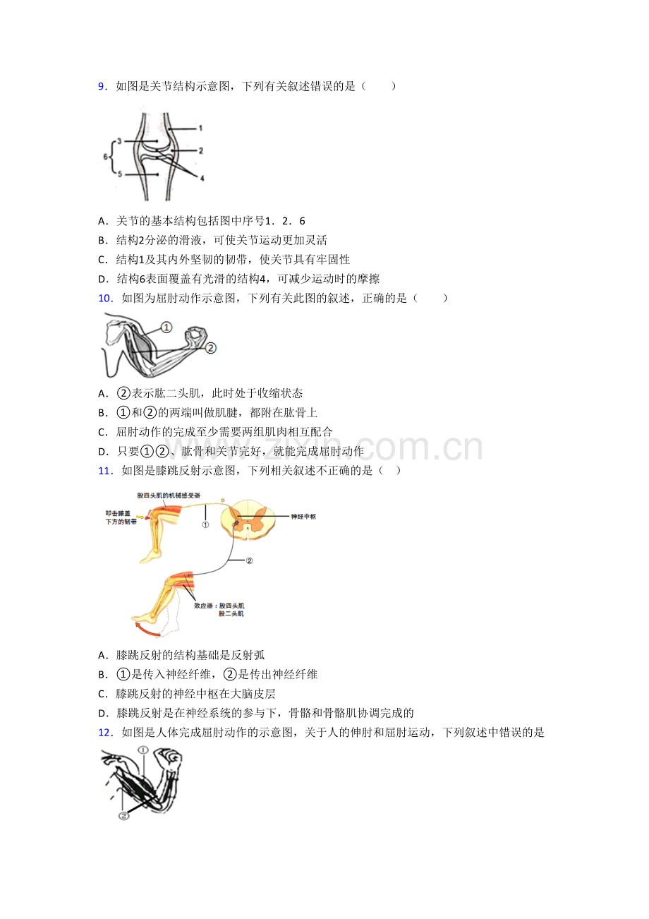 八年级上册期末生物试卷含解析(一).doc_第2页