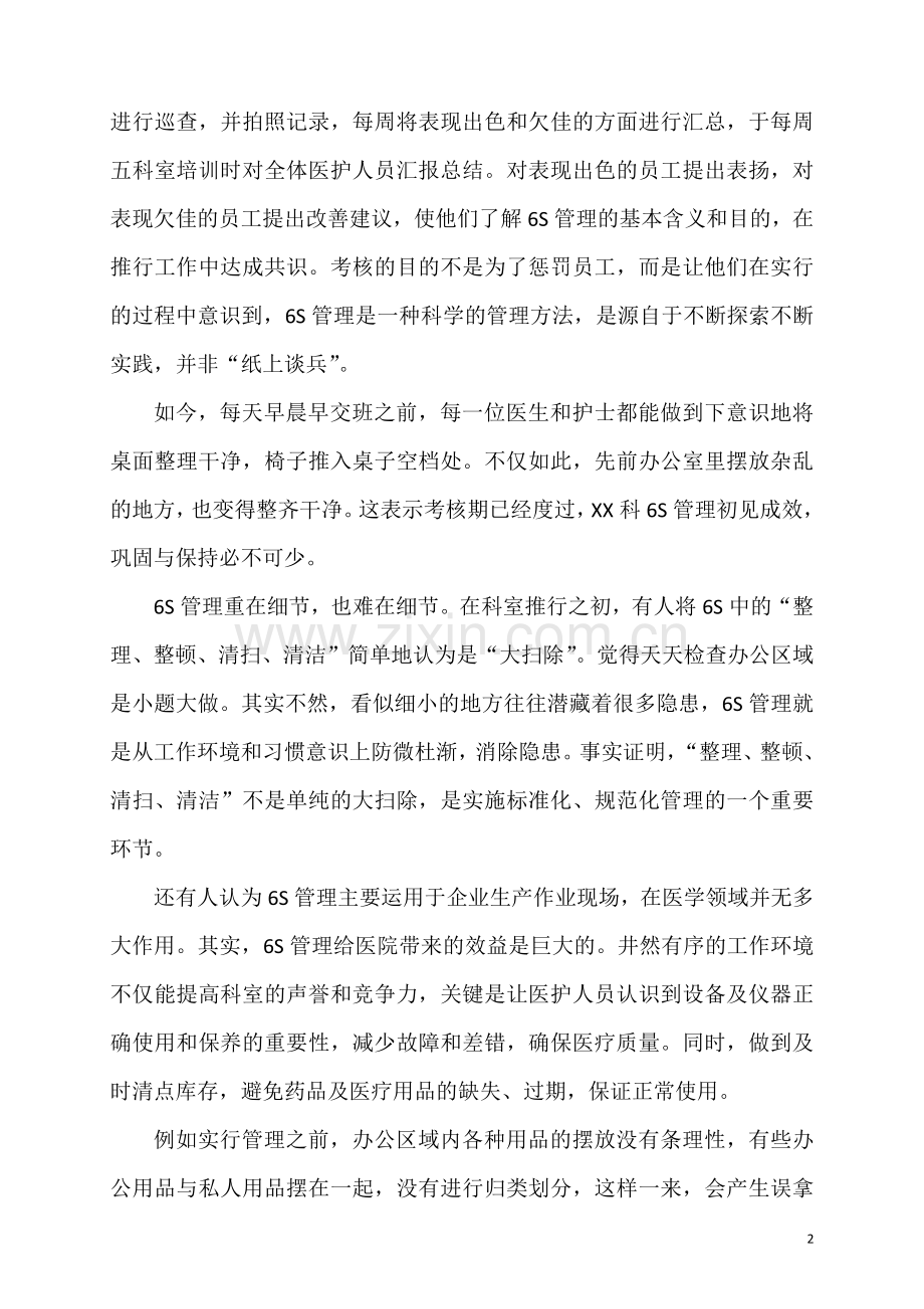 医院临床科室6S管理心得体会.docx_第2页