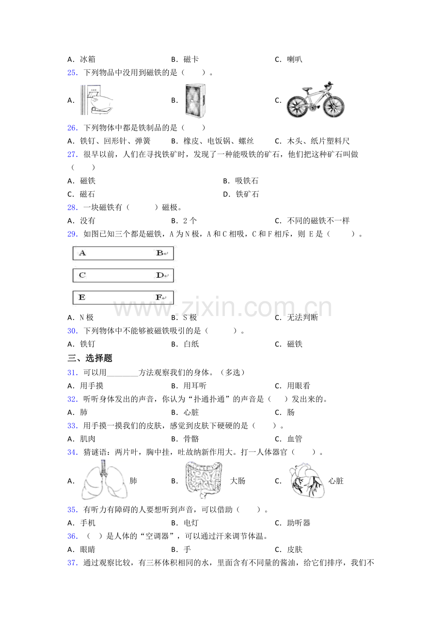 教科版二年级科学下册期末试卷复习练习(Word版含答案).doc_第3页