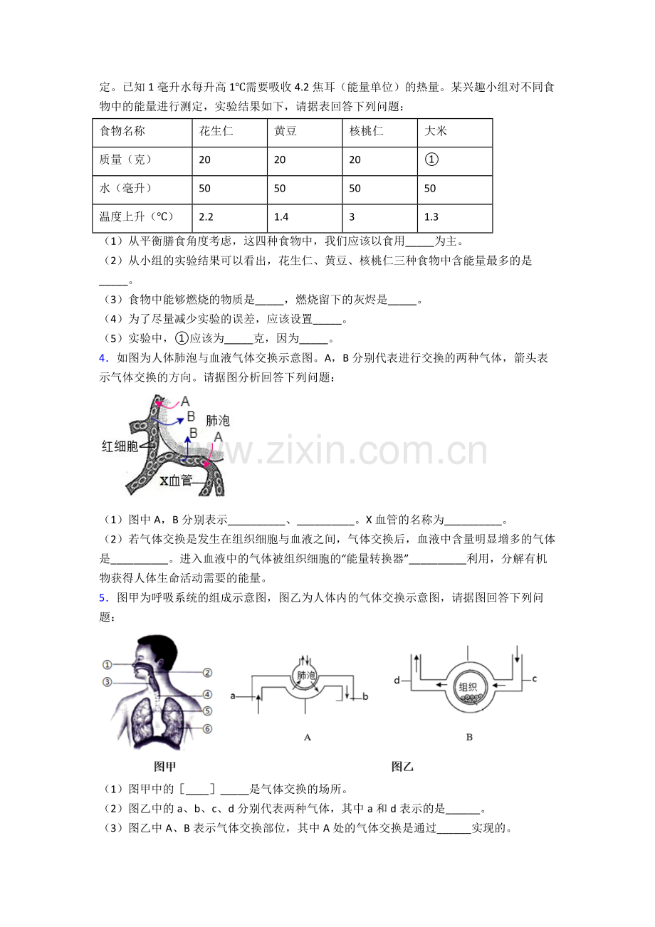 2024年人教版中学初一下册生物期末解答实验探究大题质量检测卷附答案优秀.doc_第2页