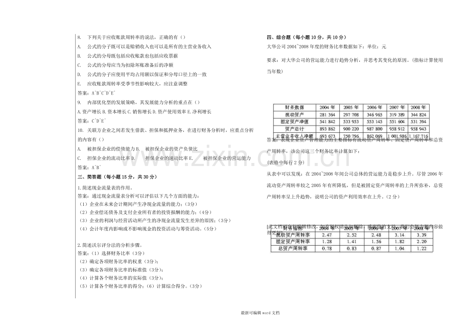 财务报表分析B试卷及答案.doc_第2页