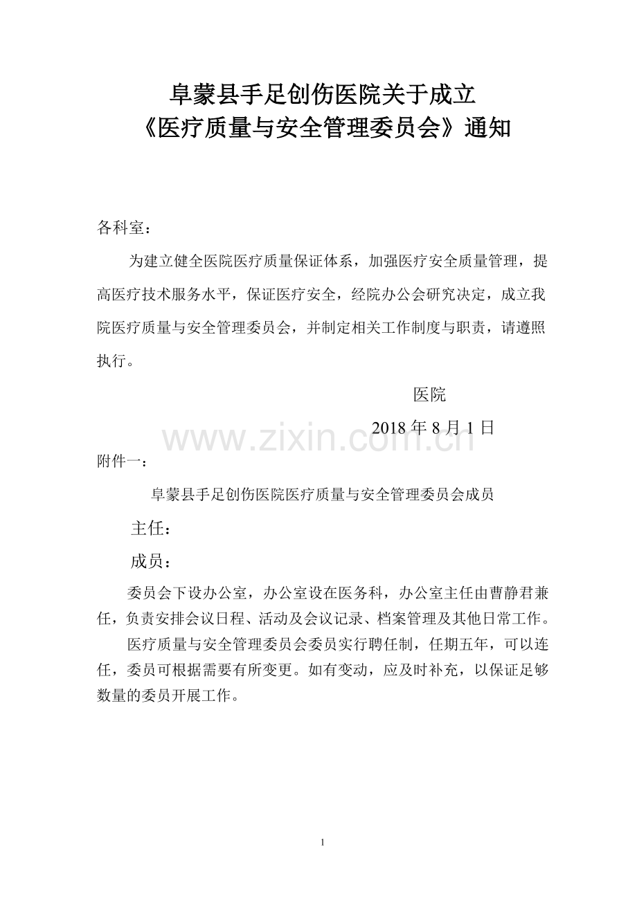 医疗质量与安全管理委员会组成及职责.doc_第1页